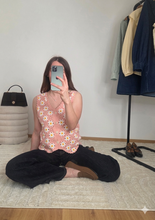 Top Rosélia Crochet Fleuri