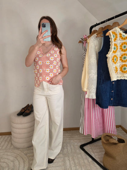 Top Rosélia Crochet Fleuri